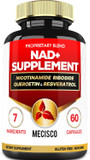 Nad+ Supplement With Nicotinamide Riboside W/Quercetin, Resveratrol, Turmeric, Rhodiola Rosea, Astragalus - 60 Count