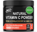 Natural Vitamin C From Organic Acerola Cherry & Camu Camu Powder - High Absorption With Citrus Bioflavonoids - Immune System & Collagen Booster - Anti Aging Skin Vitamins Made In Usa 90 Servings