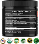 Natural Vitamin C From Organic Acerola Cherry & Camu Camu Powder - High Absorption With Citrus Bioflavonoids - Immune System & Collagen Booster - Anti Aging Skin Vitamins Made In Usa 90 Servings