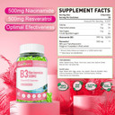 Niacinamide 500Mg Gummies, Chewable Vitamin B3 Supplement With Resveratrol 500Mg, High Potency Niacin For Antioxidant, Skin & Brain Health, Immune Support, Vegan Apple Flavor, 60 Count