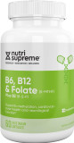 Nutri Supreme, Folate With B6 And B12, Helps Maintain Normal Homocysteine Levels And Cardiovascular Health, 60 Count, Kosher Certified