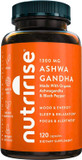Nutririse Organic Ashwagandha Root Capsules With Black Pepper 1950Mg, Natural Stress & Mood, Thyroid & Immune Support Supplement, Sleep Aid, Clarity, Focus & Energy, Gluten Free, 180 Count
