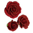 O'Creme Deep Red Rose Gumpaste Flower - For Cake Decorating - Sugar Paste Decorations For Cakes, Cupcake Toppers - Birthday, Wedding, Valentines, Baby Shower - Set Of 6-3 Different Sizes