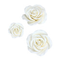 O'Creme Garden Roses Gumpaste Flower Set - White Edible Flowers For Cake Decorating - Sugar Paste Flowers For Cakes, Candy, Cupcake Toppers - Birthday, Wedding, Valentines, Baby Shower