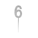 O'Creme Rhinestone Silver-Colored Number-6 Cake Topper 1-1/2 Inch