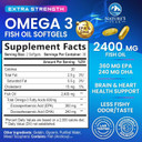 Omega 3 Fish Oil 2400 Mg Supplement, Sustainably Sourced, Triple Strength Omega-3 Supplement Softgels, Brain Health Support, Epa & Dha Fish Oil Fatty Acids Supplements, Gluten & Gmo Free, 60 Softgels