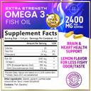 Omega 3 Fish Oil Supplements 2400Mg - Triple Strength Omega 3 Fatty Acids, Natural Heart Health Brain & Joint Support - Fatty Acids With Epa & Dha - Wild Caught Fish Oil Supplement - 120 Softgels