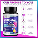 Omega 3 Fish Oil Supplements 2400Mg - Triple Strength Omega 3 Fatty Acids, Natural Heart Health Brain & Joint Support - Fatty Acids With Epa & Dha - Wild Caught Fish Oil Supplement - 120 Softgels