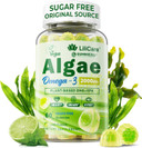 Omega 3 Gummies 2200Mg From Algae Oil (Dha 640Mg & Epa 290Mg) For Women & Men, Vegan Omega 3 Fish Oil Alternative, W/Coq10, Astaxanthin, Vitamin A, E, D3 For Brain, Eye, Antioxidant, Sugar Free, 1Pack