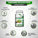 Organic Ashwagandha Capsules With Black Pepper For Enhanced Absorption - Mood Enhancer With Energy And Cognitive Function Support - 1300 Mg Veggie Capsules (3 Bottles)