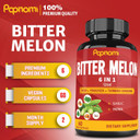 Organic Bitter Melon Extract Capsules - 60 Pills 2 Month - Combined Neem, Fenugreek, Curcumin, Garlic & Papaya