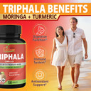 Organic Cadane Triphala Extract Capsules, 5 Months Supply With Turmeric, Guggulu, Ginger, Black Pepper, Moringa - Support Digestion Health & Immune System - 150Caps