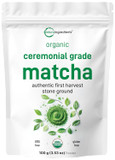 Organic Ceremonial Grade Matcha Powder, 100G | 100 Servings | Premium First Harvest Authentic Japanese Origin | 100% Pure Barista-Grade Sugar-Free Matcha Green Tea For Latte, Beverage & Baking