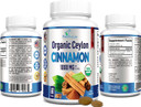 Organic Ceylon Cinnamon - 1000Mg Per Serving, Certified Organic True Cinnamon Supplement, Antioxidant, Fast Absorption - 60 Tablets