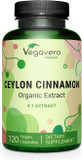 Organic Ceylon Cinnamon | 2000Mg | Usda Certified | No Artificial Additives | 4 Month Supply | Lab-Tested, Non-Gmo | 120 Capsules | Vegan