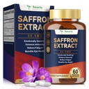 Organic Happy Saffron Supplements - 100% Organic Saffron Extract 88.5Mg Per Serving For Better Mood, Energy, Eyes, Immunity, Blood & Digestion, Men & Women, 60 Vegan Caps Per Bottles, 2 Bottles
