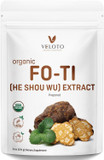 Organic He Shou Wu, Pure Fo Ti Extract Powder, 50:1 Natural Anti Aging Herbal Supplement Antioxidant Superfood, Promotes Hair Health & Immune Support, Vegan, Fillers Free, No Gmos, 6Oz