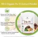 Organic He Shou Wu, Pure Fo Ti Extract Powder, 50:1 Natural Anti Aging Herbal Supplement Antioxidant Superfood, Promotes Hair Health & Immune Support, Vegan, Fillers Free, No Gmos, 6Oz