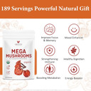 Organic Mega Mushroom Powder Blend, 10 In 1 Complex Mushroom Extract Powder Herbal Supplement With Reishi, Cordyceps, Chaga, Lion'S Mane, Vegan & More, Sustainably Us Grown, Filler Free, 10Oz