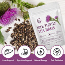 Organic Milk Thistle Tea Bags, Liver Support Herbal Tea, Caffeine Free, 30 Tea Bags
