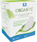 Organyc 100% Certified Organic Cotton Sanitary Napkin, Heavy Flow + Moderate Flow Feminine Pads, 10 Count