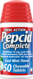 Pepcid Complete Acid Reducer + Antacid Chewables, 10Mg Famotidine, 800Mg Calcium Car-Bonate & 165Mg Magnesium Hydroxide Per Heartburn Medicine Tablet, Antacid Chews, Mint, 25 Ct