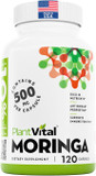 Plantvital Organic Moringa Leaf Capsules 500Mg - Superfood Antioxidant Support For Eye Health- Moringa Powder Organic- Breastfeeding Supplements And Normal Lactation Support -120 Vegan Capsules