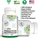 Plantvital Whole Food Multivitamin - Multivitamins With 42 Superfoods Raw Veggies And Fruits Vitamins Earth Energy Fruits And Veggies Supplement Pure Fruit And Vegetable Supplements - 90 Tablets