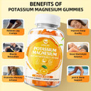 Potassium Gummies For Adults, Potassium Magnesium Supplement For Leg Cramps & Immune Health, Sugar-Free, Vegan Orange Flavors-120 Count