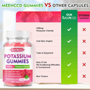 Potassium Gummies, Potassium Chloride 1000Mg For Adults, Sugar-Free Potassium Supplement Gummies Support Electrolyte Balance & Leg Cramps For Women & Men, Raspberry Flavor, 60 Count