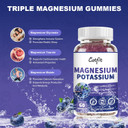 Potassium Magnesium Supplement Gummies,Magnesium Glycinate,Potassium Gluconate,Triple Magnesium Complex,Calcium,Zinc,Vitamin D3 For Leg Cramps,Sleep,Immunity & Energy,60 Ct Blueberry