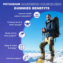 Potassium Magnesium Supplement Gummies,Magnesium Glycinate,Potassium Gluconate,Triple Magnesium Complex,Calcium,Zinc,Vitamin D3 For Leg Cramps,Sleep,Immunity & Energy,60 Ct Blueberry