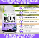 Potent Biotin (Vitamin B7) 10,000 Mcg With Vitamins D & E Supplement | 180 Count | Hair, Skin And Nails | For Thicker & Stronger Hair Growth | Healthy, Youthful Skin & Strong Nails | Energy Support