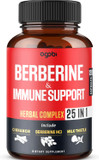 Premium Berberine Supplement With Ceylon, Ashwagandha, Turmeric, Milk Thistle, Elderberry & Black Pepper - Supports Immune System, Cardiovascular & Gastrointestinal - 60 Capsules