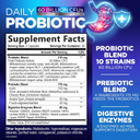 Probiotics 60 Billion Cfu - 10 Strains + Digestive Enzymes & Prebiotics - Best Probiotic For Women & Men, Supports Immune, Gut Health, Occasional Constipation, Diarrhea, Gas & Bloating - 60 Capsules