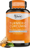 Pure By Nature Turmeric Curcumin With Black Pepper Extract 10 Mg Capsules, 1200 Mg Per Serving, Organic, High Absorption Antioxidant Support (180 Count)