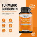Pure By Nature Turmeric Curcumin With Black Pepper Extract 10 Mg Capsules, 1200 Mg Per Serving, Organic, High Absorption Antioxidant Support (180 Count)
