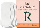 Rael Reusable Panty Liners Menstrual, Organic Cotton Cover, Period Essential, Cloth Pantyliner For Women, Washable, Soft And Thin, Leak-Free, Washing Machine Safe (5 Count, White)