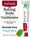 Red Seal Fluoride Free Toothpaste - Baking Soda - Herbal & Mineral Formula, Vegan-Friendly, Cruelty-Free, Sls And Paraben-Free, No Artificial Flavors, Natrue Certified Natural, Dry Mouth Relief