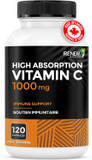 Renew Actives Maximum Strength Vitamin C 1000Mg Per Serving  Antioxidant & Immune Booster For Overall Health, Bones, Teeth & Gums  Non-Gmo, Sugar-Free, 4-Month Supply  Made In Canada  120 Capsules