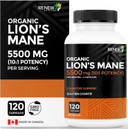 Renew Actives Premium Organic Lion'S Mane Mushroom 1100Mg Per 2 Capsules - Supports Brain Function, Memory, Focus, Stress Relief & Immune Health, Non-Gmo, Vegan - Made In Canada - 120 Capsules