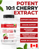 Renew Actives Tart Cherry Extra 500Mg Per 2 Capsules  High-Potency Antioxidant For Free Radical Protection & Wellness  60 Easy-To-Swallow Capsules  Made In Canada