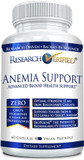 Research Verified Anemia Support - Replenish Iron, Regulate Hemoglobin, Improve Energy - Iron, Vitamin C, Vitamin A, B12, Folate, Bioperine - 60 Capsules - Vegan