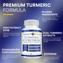 Research Verified Turmeric Curcumin - Lift Mood, Boost Antioxidant Levels, Protect Immune System - Bioperine - 60 Capsules - Made In The Usa