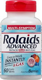 Rolaids Advanced Antacid Plus Anti-Gas 60 Chewable Tablets, Assorted Berry, Heartburn And Gas Relief