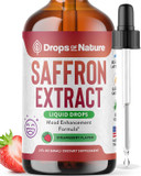 Saffron Supplements  Vegan, Fast Absorption Liquid Drops  Made With Pure Saffron Extract  Mix With Drinks Daily  Supports Eye Health, Emotional Balance & Antioxidant Level Boost (Strawberry, 60Ml)