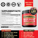 Satoomi 5 In 1 Wormwood Capsules Supplement - Extracted From Black Walnut, Whole Cloves, Turmeric And Berberine Hcl - Immune System & Digestion Health - 60 Capsules