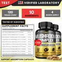 Satoomi 90 Capsules - 10In1 Turkey Tail Supplement With Lions Mane, Turkey Tail Mushroom, Reishi Mushroom & Others - For 90 Days