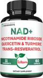Satoomi Nad Supplement For Women - Nad+ Nicotinamide Riboside Resveratrol 900Mg, Quercetin, Turmeric, Astragalus, Ginseng, Vitamin D3, Vitamin C - 60 Count