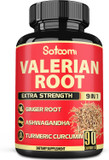 Satoomi Valerian Root Capsules - 9 Natural Herbs - Ashwagandha, Turmeric, Ginger, Ceylon Cinnamon - 90 Caps For 3-Month Supply